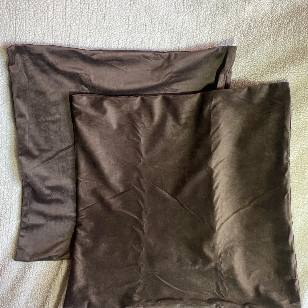 Set of 2 Throw Pillow Cushion Covers, CHOCOLATE 18” x 18” Square, Zipper,